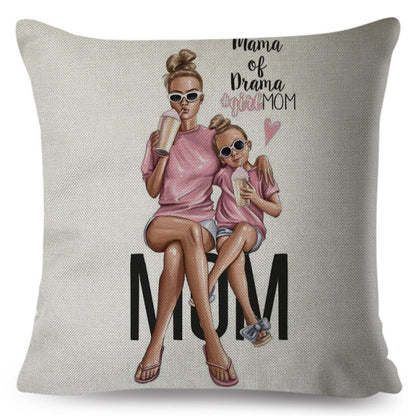 Fashion Cute Cartoon Super Mama Cushion Cover 45x45cm Decorative Mom and Baby Pillow Case for Sofa Home Super Daddy Pillowcase