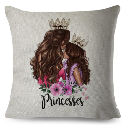 Fashion Cute Cartoon Super Mama Cushion Cover 45x45cm Decorative Mom and Baby Pillow Case for Sofa Home Super Daddy Pillowcase