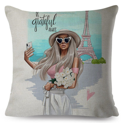 Fashion Cute Cartoon Super Mama Cushion Cover 45x45cm Decorative Mom and Baby Pillow Case for Sofa Home Super Daddy Pillowcase