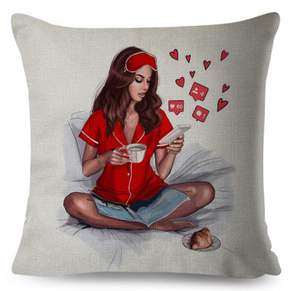 Fashion Cute Cartoon Super Mama Cushion Cover 45x45cm Decorative Mom and Baby Pillow Case for Sofa Home Super Daddy Pillowcase