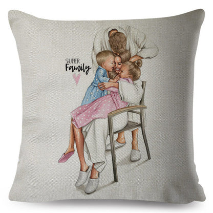 Fashion Cute Cartoon Super Mama Cushion Cover 45x45cm Decorative Mom and Baby Pillow Case for Sofa Home Super Daddy Pillowcase