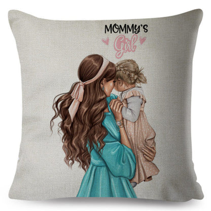 Fashion Cute Cartoon Super Mama Cushion Cover 45x45cm Decorative Mom and Baby Pillow Case for Sofa Home Super Daddy Pillowcase