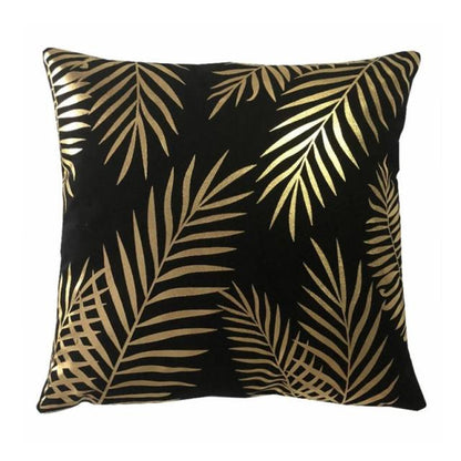 Black Golden Leaves Cushion Brozing Gold Foil Cushion Decorative Pillows Home Decor Throw Pillow Almofadas Decorativas Para Sofa