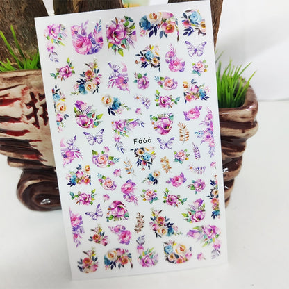 3D Nail Sticker Decals Fashion Butterfly Flowers Nail Art Decorations Stickers Sliders Manicure Accessories Nails Decoraciones