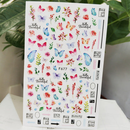 3D Nail Sticker Decals Fashion Butterfly Flowers Nail Art Decorations Stickers Sliders Manicure Accessories Nails Decoraciones