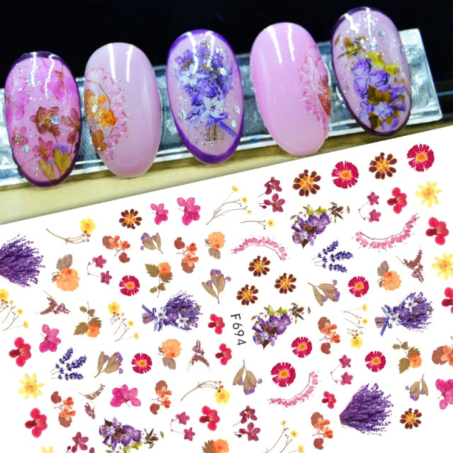 3D Nail Sticker Decals Fashion Butterfly Flowers Nail Art Decorations Stickers Sliders Manicure Accessories Nails Decoraciones