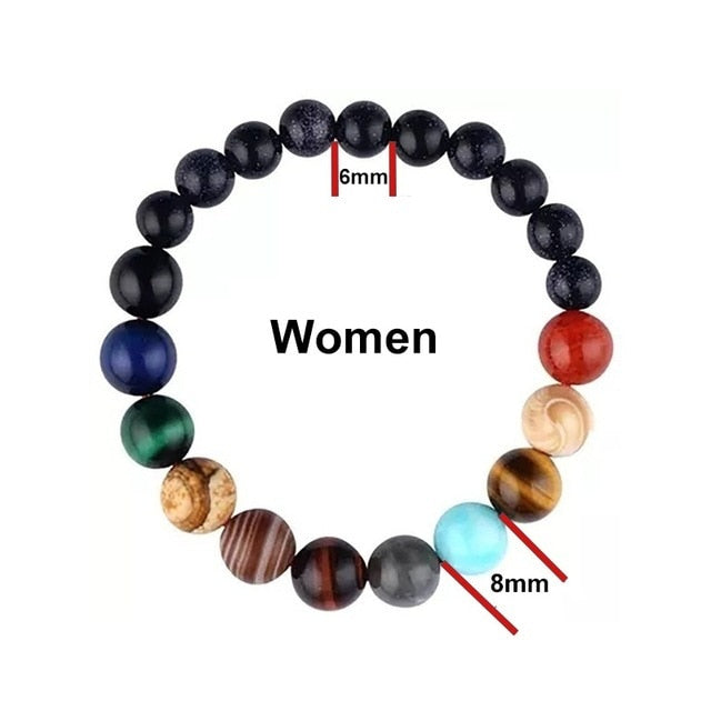 Lovers Eight Planets Natural Stone Bracelet Universe Yoga Chakra Galaxy Solar System Beads Bracelets for Men Women Jewelry