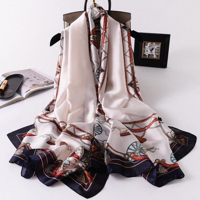 180*90cm Designer Silk Scarf Foulard Bandana Long Lrage Shawl Wrap Lady Hijab muffler women female beach sunscreen pareo fashion