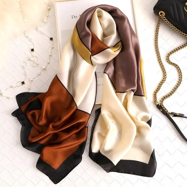 180*90cm Designer Silk Scarf Foulard Bandana Long Lrage Shawl Wrap Lady Hijab muffler women female beach sunscreen pareo fashion