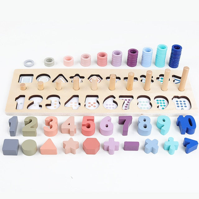 Montessori Toys Wooden Math Toys Educational Teaching Aids Busy Board Geometry Baby Digital Toy Set Preschool Children Toys