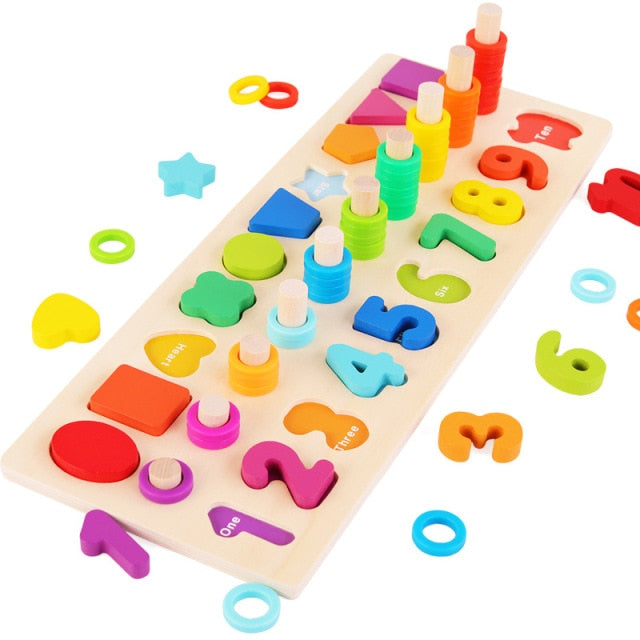 Montessori Toys Wooden Math Toys Educational Teaching Aids Busy Board Geometry Baby Digital Toy Set Preschool Children Toys