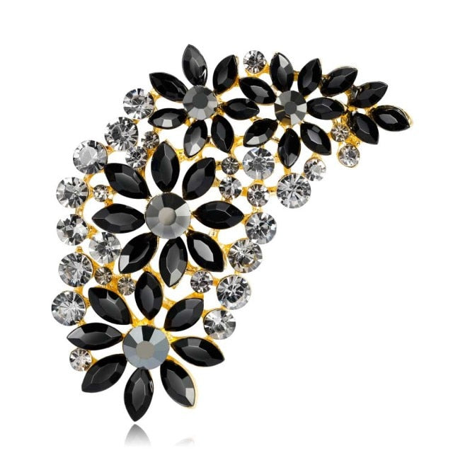 TREAZY Large Bridal Imitation Gemstone Flower Pin Brooch Diamante Rhinestone Wedding Brooch Pins Women Broach Party Accessories