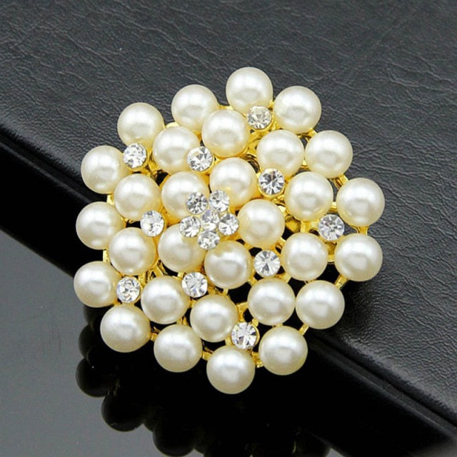 TREAZY Large Bridal Imitation Gemstone Flower Pin Brooch Diamante Rhinestone Wedding Brooch Pins Women Broach Party Accessories