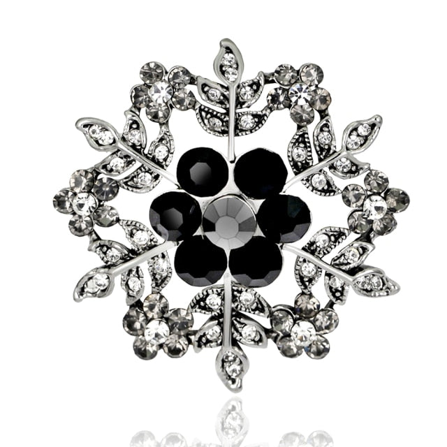 TREAZY Large Bridal Imitation Gemstone Flower Pin Brooch Diamante Rhinestone Wedding Brooch Pins Women Broach Party Accessories