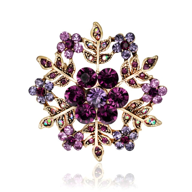 TREAZY Large Bridal Imitation Gemstone Flower Pin Brooch Diamante Rhinestone Wedding Brooch Pins Women Broach Party Accessories