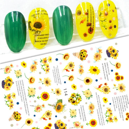 New Sunflower 3D Stickers for Nails Peel Off Nail Sticker Butterfly Decals Summer Nail Art Decorations Manicure Accessories