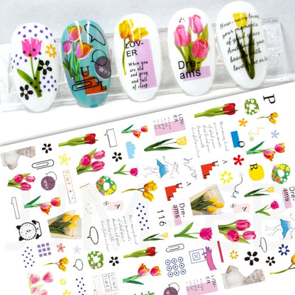 New Sunflower 3D Stickers for Nails Peel Off Nail Sticker Butterfly Decals Summer Nail Art Decorations Manicure Accessories