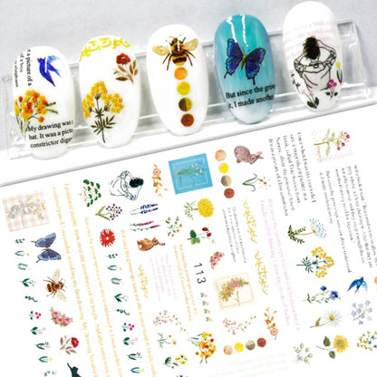 New Sunflower 3D Stickers for Nails Peel Off Nail Sticker Butterfly Decals Summer Nail Art Decorations Manicure Accessories