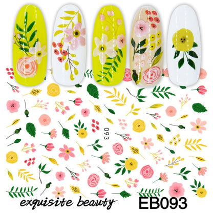 New Sunflower 3D Stickers for Nails Peel Off Nail Sticker Butterfly Decals Summer Nail Art Decorations Manicure Accessories