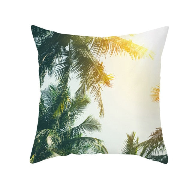 New Summer Blue Beach Pillow Cushion Case Hot Tropical Ocean Palm Print Throw Pillows Cover Livingroom Sofa Seats Bed Decoration