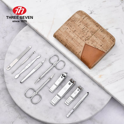 THREE SEVEN/777 Nail Clippers Manicure Set Cuticle Pusher/ Eyebrow clip /Earpick 10 in 1 Pedicure Care Nail Art Tools