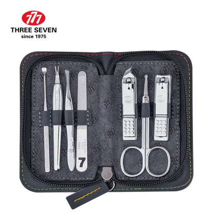 THREE SEVEN/777 Nail Clippers Kits Nail File/Cuticle Pusher/Callus Shaver/Earpick 7 in 1 Nail Art & Tools Kits