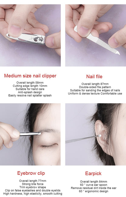 THREE SEVEN/777 Lovely Nail Clippers Kit Earpick/Nail file/ Eyebrow clip 4 in 1 Nail Art &amp; Tools Kits Blue Style