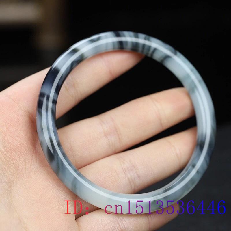 Black Jade Bangle Bracelet Gifts Jewelry Jadeite Gemstone Charm Fashion Round bar Natural Amulet Carved Chinese