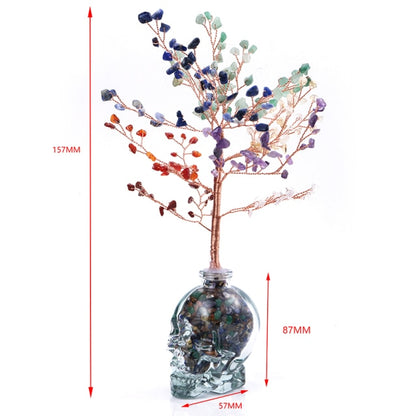 Natural Amethyst Crystal Money Tree Feng Shui Crystal Bonsai Tree  Natural Stone Tree Ornament Skull Vase for Home Decoration