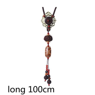 Handmade Vintage Sweater Chains Ethnic Ornaments Hanging Accessories  Long Necklace Chinese Tibetan Dzi Jewellery