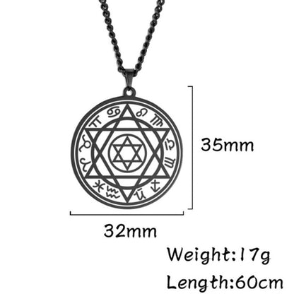 Dawapara Talisman Seal Solomon Six-pointed Star 12 Constellation Pendant Hexagram Stainless Steel Necklaces