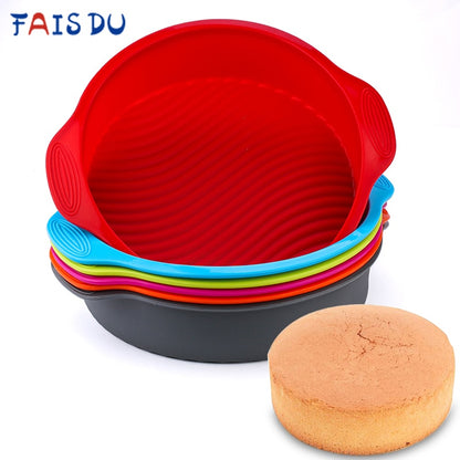 Silicone Round Food Grade Non Stick Cake Bakeware 3D Cake Mold Baking Tool Loaf Bread Tray Birthday Cake Dessert Pan Tools