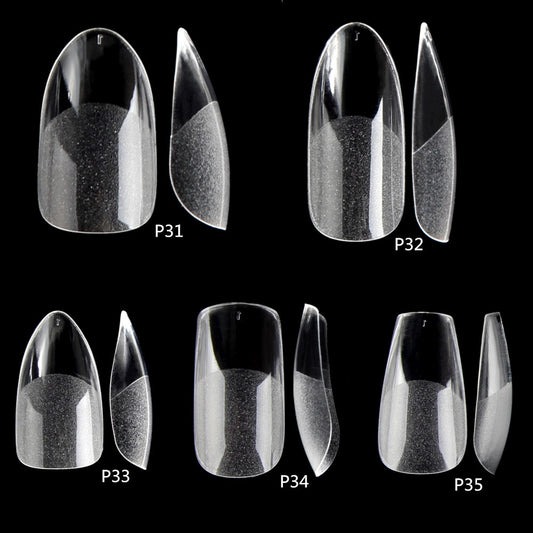 504PCS False Nails Acrylic Nail Tips Gel Nail Tips Clear Nail Art Matte Underneath Fake Tips Coffin Stiletto Press On Nails