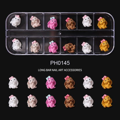 12pcs/1Bar Cartoon POP Girls Accessories Kawaii 13*4.5cm Rabbit/Bear/Duck Ice-Cream Child Ornaments 3D Nail Decorations PH7-11mm