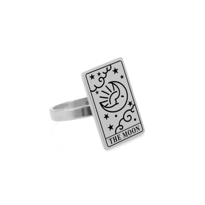 Fashion Tarot Cards Rings for Women Men The Moon Sun Star Tarot Jewelry Accessories Esotericism Stainless Steel Gift New Trendy