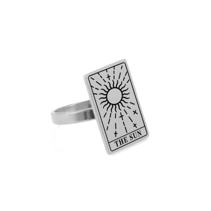 Fashion Tarot Cards Rings for Women Men The Moon Sun Star Tarot Jewelry Accessories Esotericism Stainless Steel Gift New Trendy