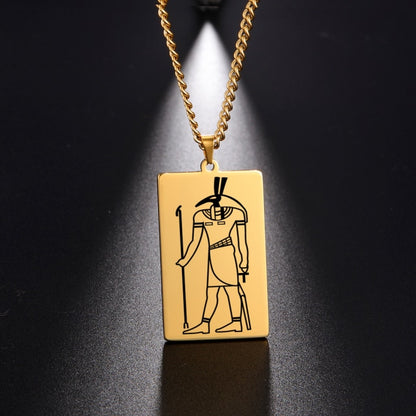 Gold Plated 15 Egyptian God Talisman Pendant Men Women Necklace Egyptian God of Magic Wisdom Thoth Ibis-head Amulet Jewelry Gifts