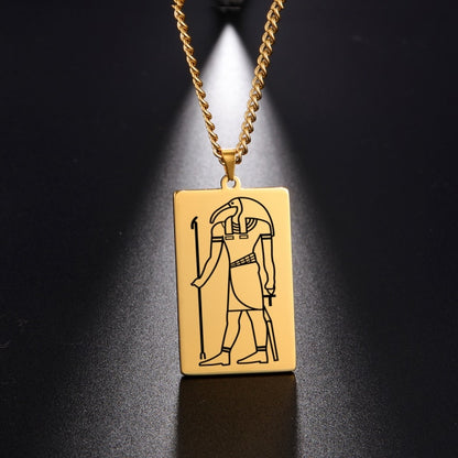 Gold Plated 15 Egyptian God Talisman Pendant Men Women Necklace Egyptian God of Magic Wisdom Thoth Ibis-head Amulet Jewelry Gifts