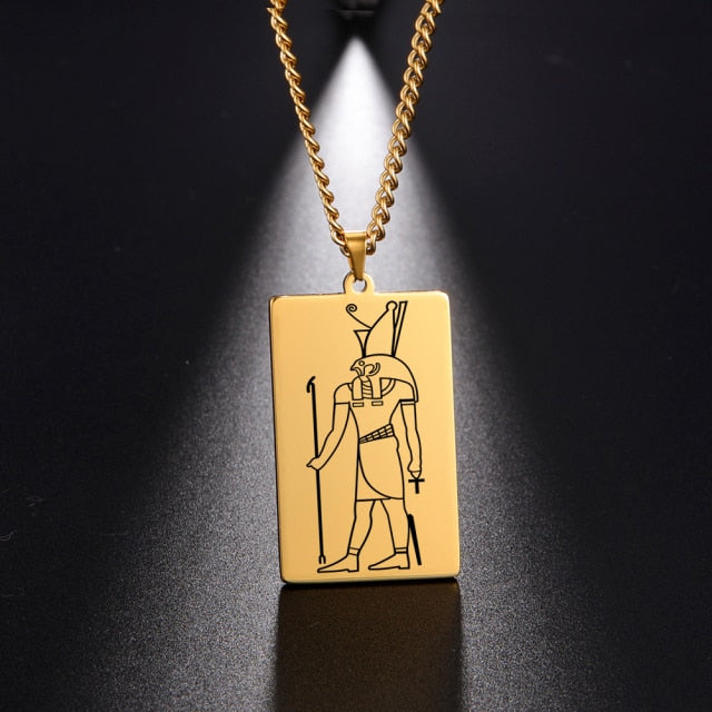 Gold Plated 15 Egyptian God Talisman Pendant Men Women Necklace Egypt God of Magic Wisdom Thoth Ibis-head Amulet Jewelry Gifts