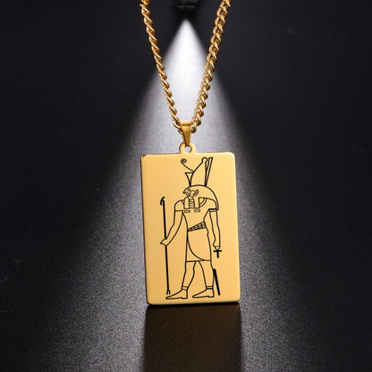 Gold Plated 15 Egyptian God Talisman Pendant Men Women Necklace Egyptian God of Magic Wisdom Thoth Ibis-head Amulet Jewelry Gifts