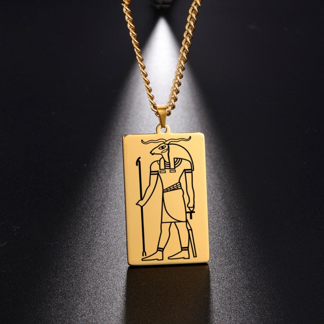 Gold Plated 15 Egyptian God Talisman Pendant Men Women Necklace Egypt God of Magic Wisdom Thoth Ibis-head Amulet Jewelry Gifts