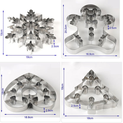 3D Christmas Cookie Cutter Tools Stainless Steel Gingerbread Men Snowflake Heart Biscuit Mold Kitchen Cake Decorating Tool