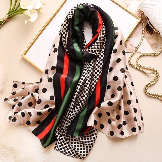 180*90cm Designer Silk Scarf Foulard Bandana Long Lrage Shawl Wrap Lady Hijab muffler women female beach sunscreen pareo fashion