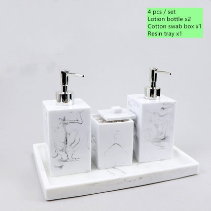 Light luxury Marble Stripe Resin Wash Set Soap Dispenser Gargle Cup Toothbrush Holder Soap Dish Bathroom Bath Supplies