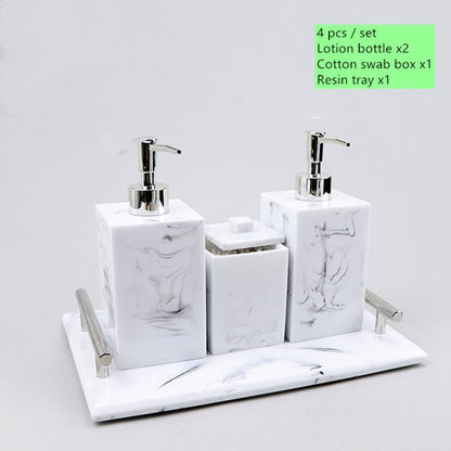 Light luxury Marble Stripe Resin Wash Set Soap Dispenser Gargle Cup Toothbrush Holder Soap Dish Bathroom Bath Supplies