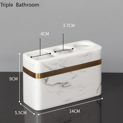 1pc Nordic Bathroom Toiletry Resin Liquid Soap Dispenser Toothbrush Holder Mouth Cup Cotton Swab Box Soap Dish Tray Accessories