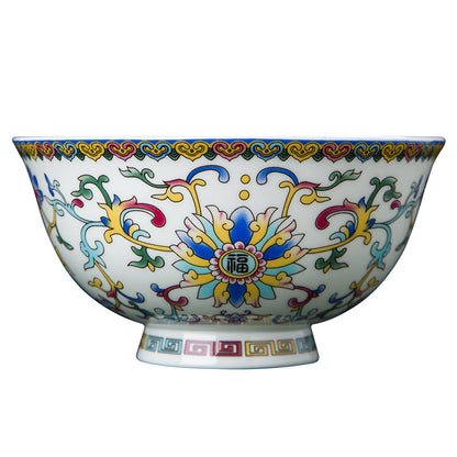 Jingdezhen enamel ceramic bowl Chinese tableware bone china rice bowl Handmade beautiful flower pattern Porcelain bowl gift