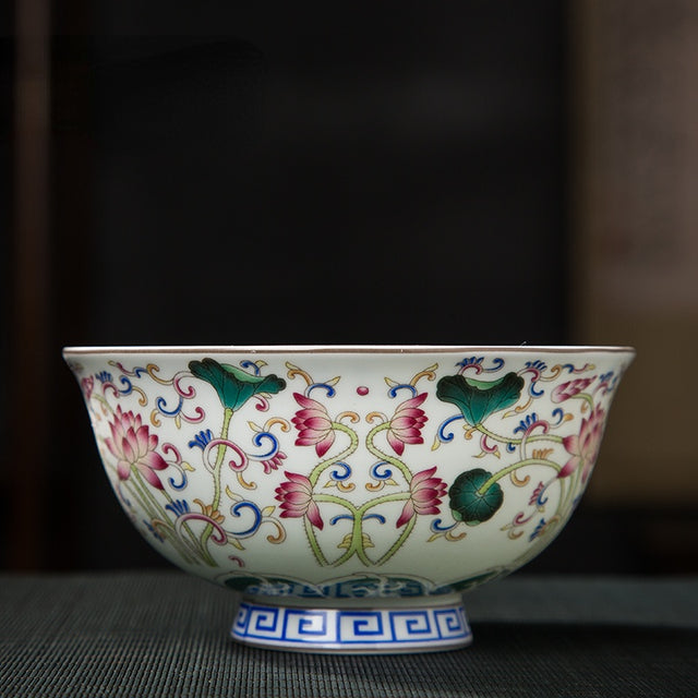 Jingdezhen enamel ceramic bowl Chinese tableware bone china rice bowl Handmade beautiful flower pattern Porcelain bowl gift