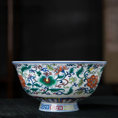 Jingdezhen enamel ceramic bowl Chinese tableware bone china rice bowl Handmade beautiful flower pattern Porcelain bowl gift