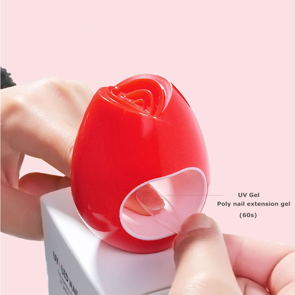 16W Mini UV LED Nail Dryer Curing Lamp Rose Shape Travel Pocket Size 60S Timer USB Portable Sun Light Button For Gel  Polish